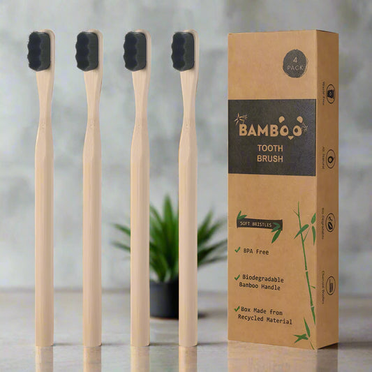 All-natural Bamboo Toothbrushes 4-Pack